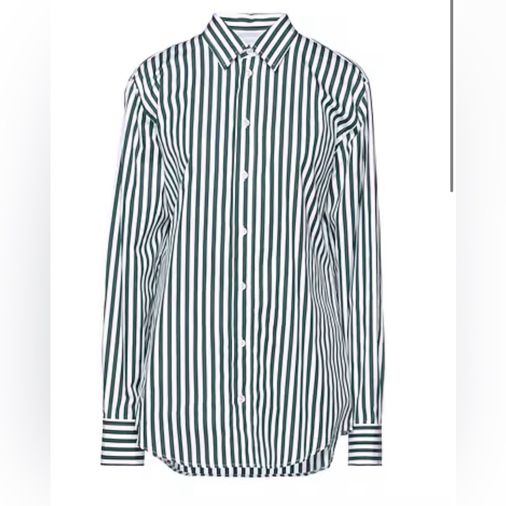 Maison Margiela Green White Stripe Shirt Size 50 L Classic Cotton Button Down